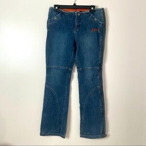 Harley Davidson Moto Jeans Reinforced Knees Side Zip Boot Cut Blue Size 8